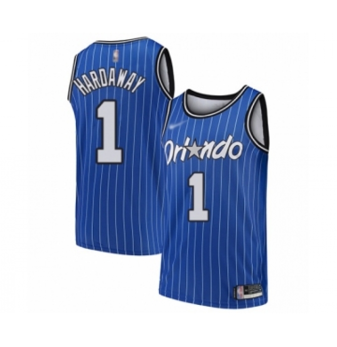Men's Orlando Magic #1 Penny Hardaway Authentic Blue Hardwood Classics Basketball Jersey