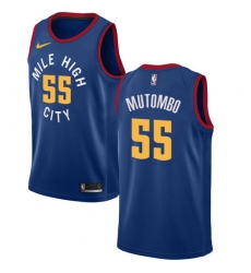 Men's Nike Denver Nuggets #55 Dikembe Mutombo Authentic Light Blue Alternate NBA Jersey Statement Edition