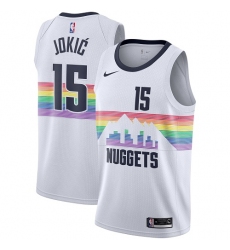 Youth Nike Denver Nuggets #15 Nikola Jokic Swingman White NBA Jersey - City Edition