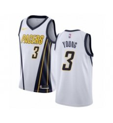 Men's Nike Indiana Pacers #3 Joe Young White Swingman Jersey - Earned Edition