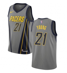 Youth Nike Indiana Pacers #21 Thaddeus Young Swingman Gray NBA Jersey - City Edition