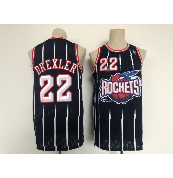 Men's Houston Rockets #22 Clyde Drexler Blue Basketball Jersey