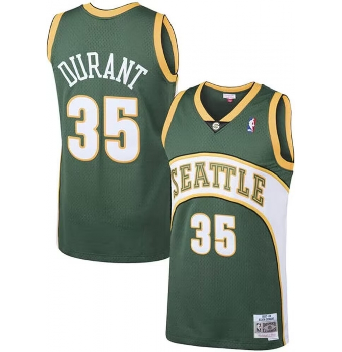 Men's Seattle Supersonic #35 Kevin Durant Green Hardwood Classics Revolution Jerseys