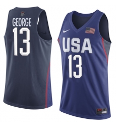Men's Nike Team USA #13 Paul George Authentic Navy Blue 2016 Olympic Basketball Jersey