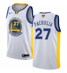 Men's Nike Golden State Warriors #27 Zaza Pachulia Authentic White Home 2018 NBA Finals Bound NBA Jersey - Association Edition