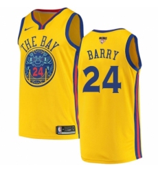 Men's Nike Golden State Warriors #24 Rick Barry Swingman Gold 2018 NBA Finals Bound NBA Jersey - City Edition