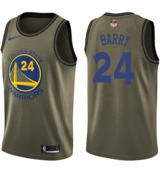 Youth Nike Golden State Warriors #24 Rick Barry Swingman Green Salute to Service 2018 NBA Finals Bound NBA Jersey