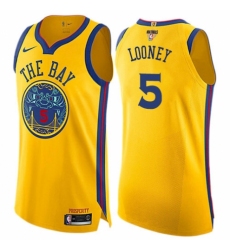 Women's Nike Golden State Warriors #5 Kevon Looney Swingman Gold 2018 NBA Finals Bound NBA Jersey - City Edition