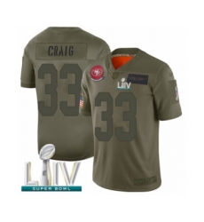 Men's San Francisco 49ers #33 Roger Craig Limited Olive 2019 Salute to Service Super Bowl LIV Bound Football Jersey