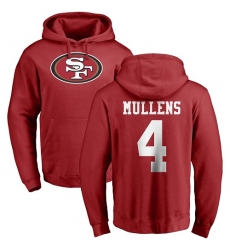 NFL Nike San Francisco 49ers #4 Nick Mullens Red Name & Number Logo Pullover Hoodie