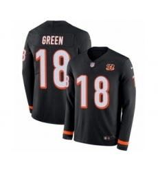Men's Nike Cincinnati Bengals #18 A.J. Green Limited Black Therma Long Sleeve NFL Jersey