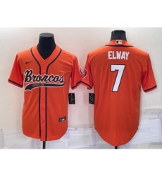 Men's Denver Broncos #7 John Elway Orange Stitched Cool Base Nike Baseball Jersey Men's Denver Broncos #7 John Elway Orange Stitched Cool Base Nike Baseball Jersey