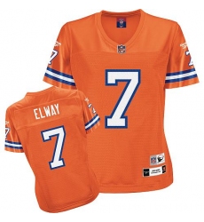 Reebok Denver Broncos #7 John Elway Orange Women's Throwback Team Color Premier EQT NFL Jersey Reebok Denver Broncos #7 John Elway Orange Women's Throwback Team Color Premier EQT NFL Jersey