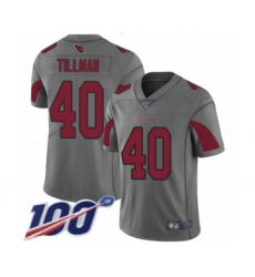 Men's Arizona Cardinals #40 Pat Tillman Limited Silver Inverted Legend 100th Season Football Jersey