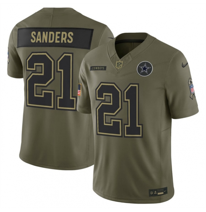 Men's Dallas Cowboys #21 Deion Sanders Olive 2025 F.U.S.E. Salute to Service Limited Football Stitched Jersey