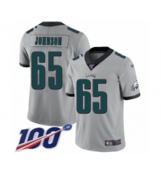 Youth Philadelphia Eagles #65 Lane Johnson Limited Silver Inverted Legend 100th Season Football Jersey