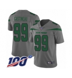 Men's New York Jets #99 Mark Gastineau Limited Gray Inverted Legend 100th Season Football Jersey