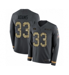 Youth Nike New York Jets #33 Jamal Adams Limited Black Salute to Service Therma Long Sleeve NFL Jersey