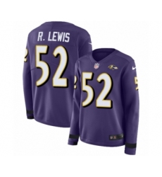 Women's Nike Baltimore Ravens #52 Ray Lewis Limited Purple Therma Long Sleeve NFL Jersey