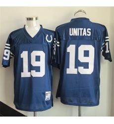 Men's Indianapolis Colts #19 Johnny Unitas Blue Throwback Stitched Football Jersey