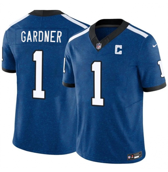 Men's Indianapolis Colts #1 Sauce Gardner Blue 2025 F.U.S.E. Throwback Vapor Limited Stitched Football Jersey